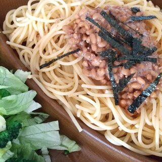 マーガリンで！濃くあり納豆パスタ